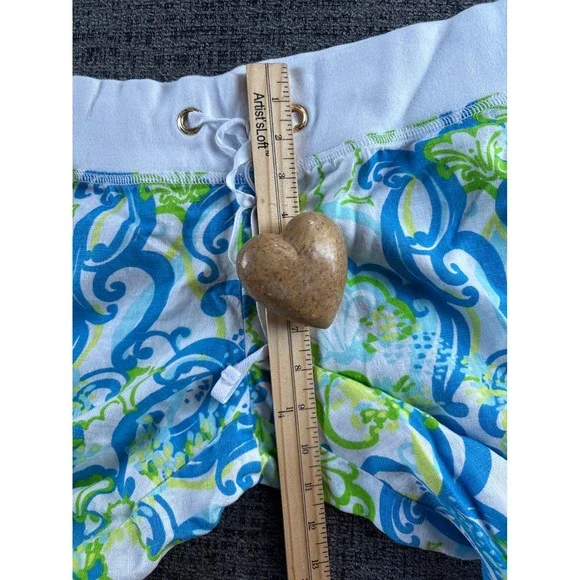 Lilly Pulitzer The Beach Pant Blue Green Shell Paisley Wide Leg Linen Blend M - Picture 11 of 11